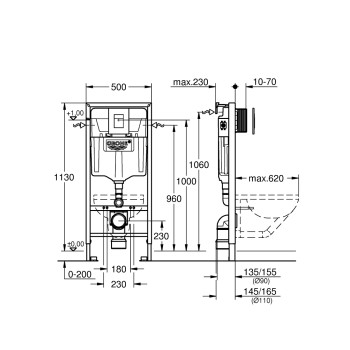 Tualetes poda komplekts Grohe Rapid SL + Hromēta poga Skate Cosmopolitan un stiprinājumi,  38772001