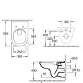 Pakabinamas tualeto puodas Villeroy & Boch O.NOVO Rimless su Soft Close/QR dangčiu 360x560 mm, baltas