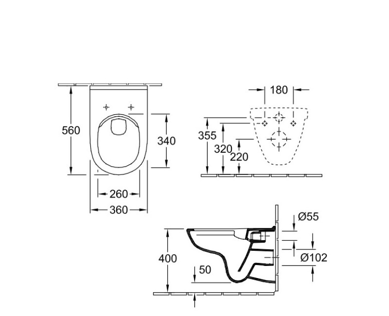 Pakabinamas tualeto puodas Villeroy & Boch O.NOVO Rimless su Soft Close/QR dangčiu 360x560 mm, baltas