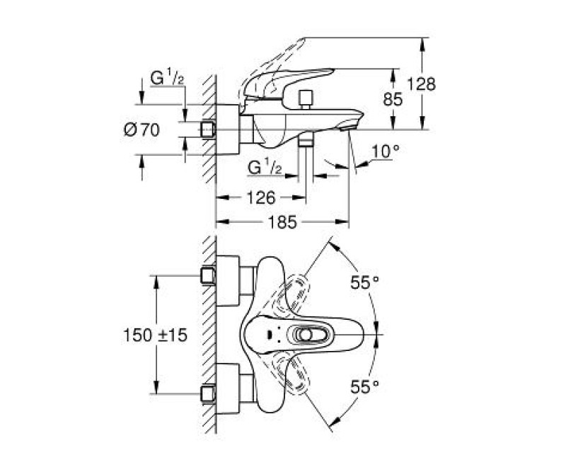 Grohe Eurostyle New Смеситель для ванны/душа, 33591003