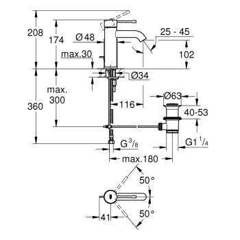 Praustuvo maišytuvas Grohe Essence S, 23589GN1