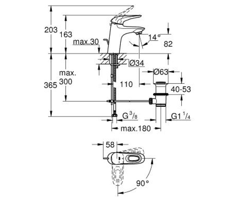 Vonios kriauklės maišytuvas Grohe Eurostyle New M, 23374003
