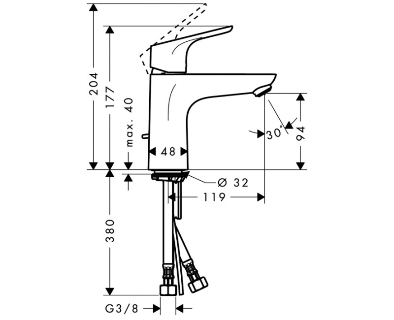 Hansgrohe Focus Izlietnes jaucējkrāns ar korķi, hroms 31607000
