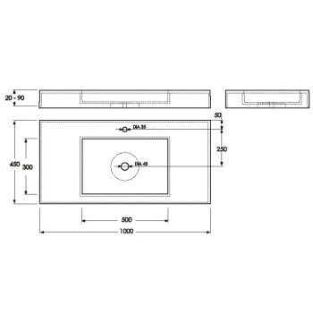 Vispool Akmens masas izlietne F-1000 100x45 cm, balta