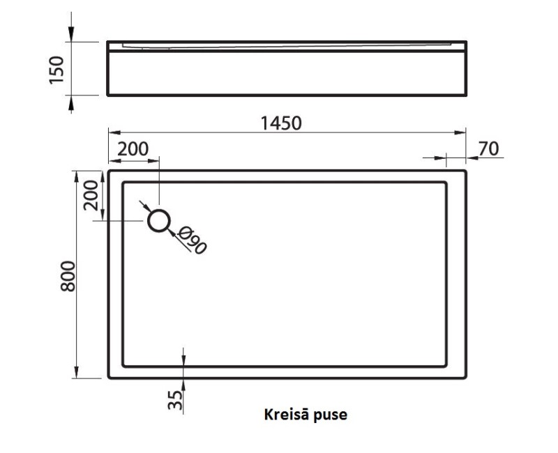Vispool Душевой поддон прямоугольный QQ-145 1200x800mm