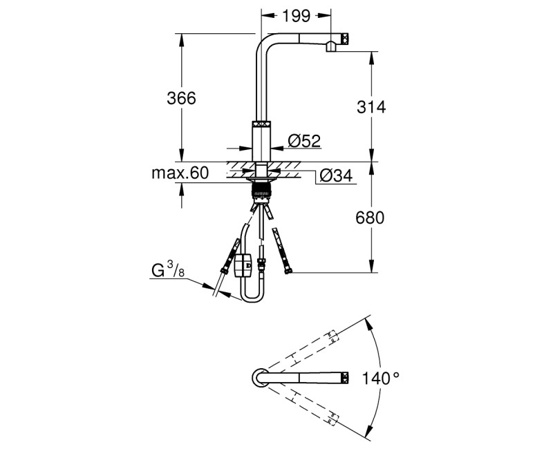 GROHE Minta Smartcontrol Смеситель для мойки 31613A00