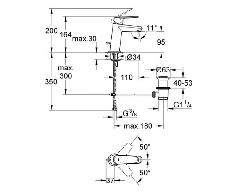 Grohe Eurodisc Cosmo Izlietnes jaucējkrāns, 23049 002