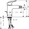 Hansgrohe Logis Bidē jaucējkrāns, hroms 71200000
