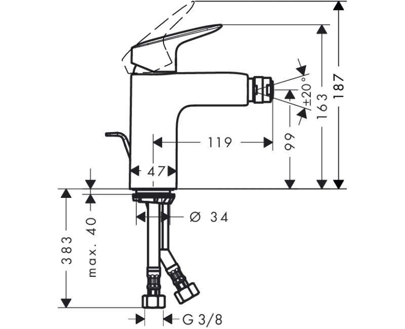 Hansgrohe Logis Bidē jaucējkrāns, hroms 71200000