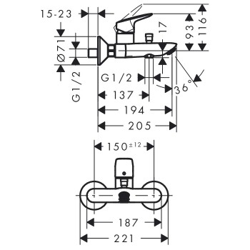 Vannas / Dušas maisītājs Hansgrohe Logis melns matēts 71400670