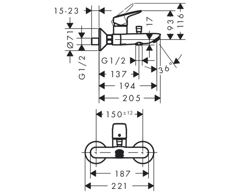 Vannos / Dušo maišytuvas Hansgrohe Logis juodas matinio 71400670