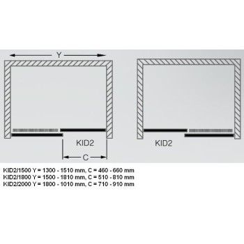 Roth Bīdāmās dušas durvis KID2 1800 mm