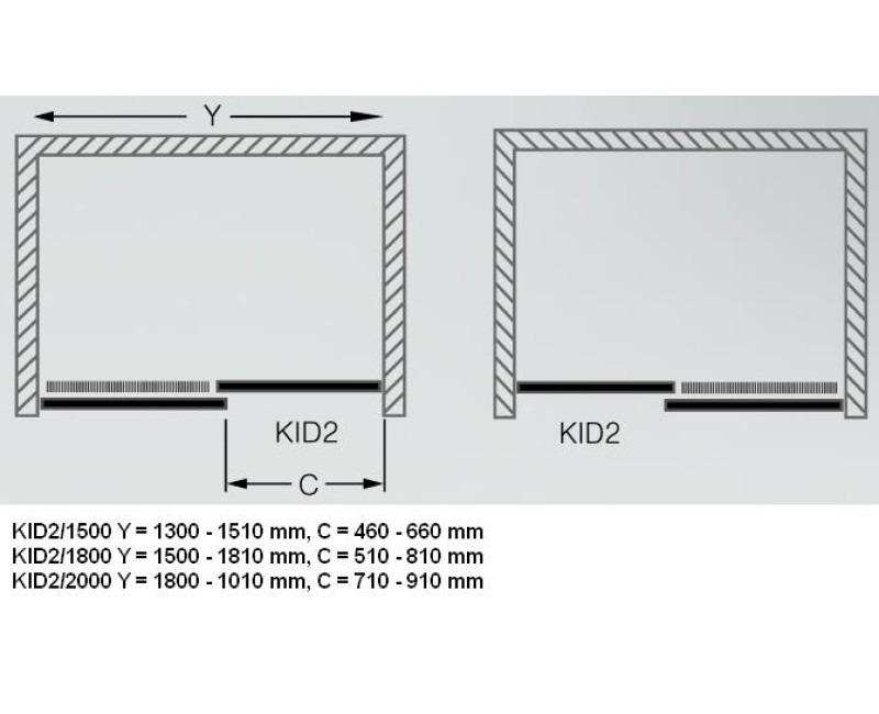 Roth Bīdāmās dušas durvis KID2 2000 mm
