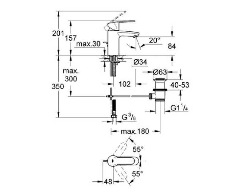 Grohe Eurostyle Cosmo Смеситель для умывальника, 3355220E