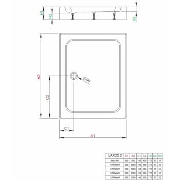Dušas paliktnis Radaway LAROS D Compact Taisnstūra 100x90, balt