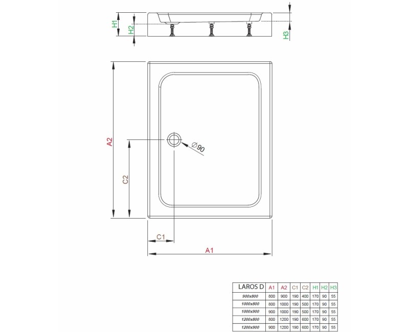 Radaway Душевой поддон прямоуголный LAROS D Compact 120x90, balt