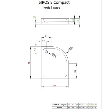 Radaway Асимметричный полукруглый поддон SIROS E Compact 90x80cm L