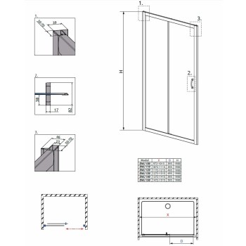 Radaway Dušas durvis Premium Plus DWJ 100cm