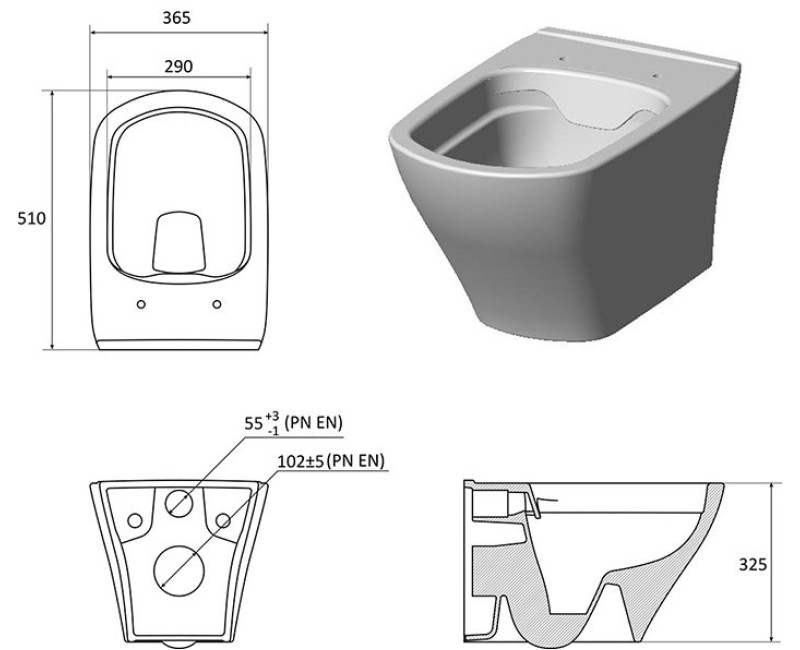 Ravak Classic RimOff Pakabinamas WC tualetas, baltas X01671
