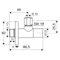 SCHELL Stile Stūra ventīlis 1/2 x 3/8(10), hromēts 053760699