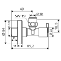 SCHELL Pint Stūra ventīlis 1/2 x 3/8(10), hromēts 053900699