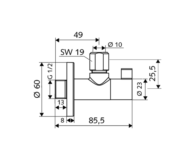 SCHELL Wing Кран угловой 1/2 x 3/8(10)н-н, 053920699