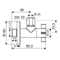 SCHELL 4Wing Stūra ventīlis 1/2 x 3/8(10), hromēts 053930699