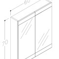 SERENA Retro Vannas istabas spoguļskapītis 60 cm, 1300311