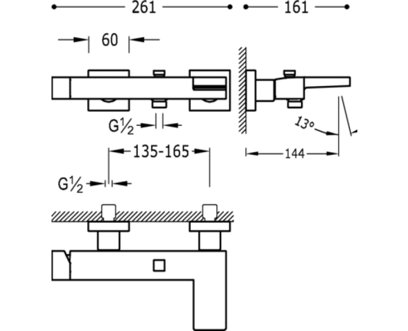SLIM excusive TRES Cмеситель для ванны и душа, 20217001NM
