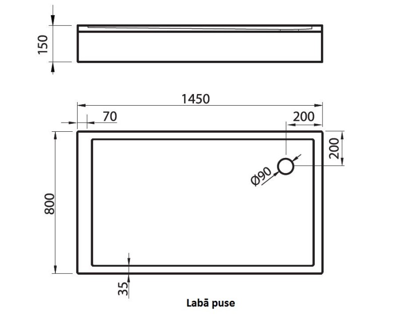 Vispool Душевой поддон прямоугольный QQ-145 1200x800mm