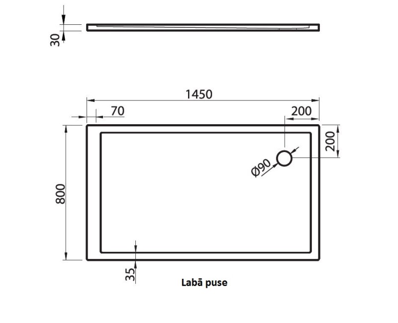 Vispool Taisnstūra dušas paliktnis QZ-145 1450x800mm