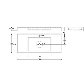 Vispool Akmens masas izlietne F-1200 120x45 cm, balta
