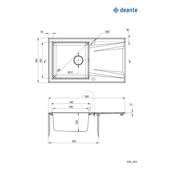 Vannas istabas izlietne Deante SILIA granīta uz virsmas, apaļa NERO, D360mm Melna