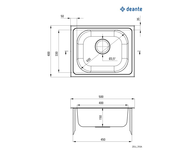 Tērauda izlietne Deante Techno ZEU_310A