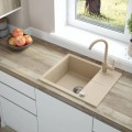 МОЙКА ANDANTE 1-BOWL GRANITE SINK С КОРОТКИМ КРЕНОМ 590x490x194, ALABASTER, С ЭКОНОМИЯ ПРОСТРАНСТВА