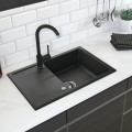 Virtuves izlietnes komplekts Deante Leda (granīta izlietne+maisītājs) GRAPHITE Melna