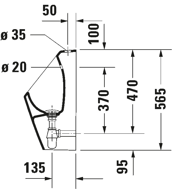 Писсуар Duravit D-Code, 305x290 мм, внешний привод, белый
