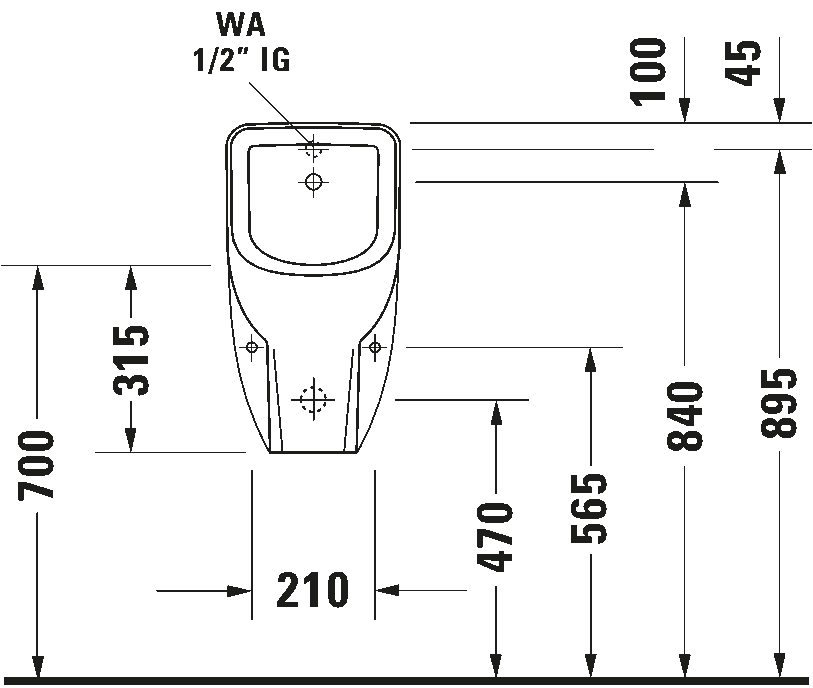 Pisuārs Duravit D-Code, 305x290 mm, slēptais pievads, balts