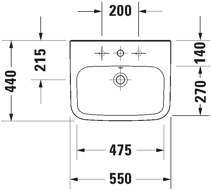 Vonios kriauklė Duravit DuraStyle, 550x440 mm, balta